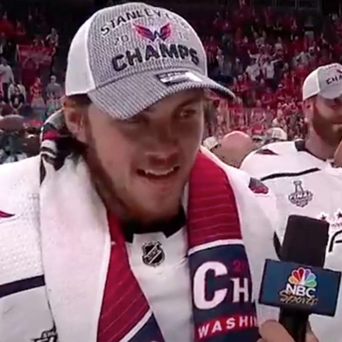 T.J. Oshie of the Washington Capitals flips the puck during