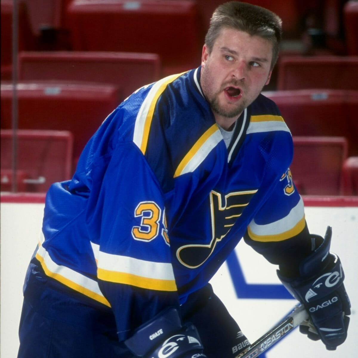 A bearded Wendel Clark looks on during the 1993/1994 Playoff run.