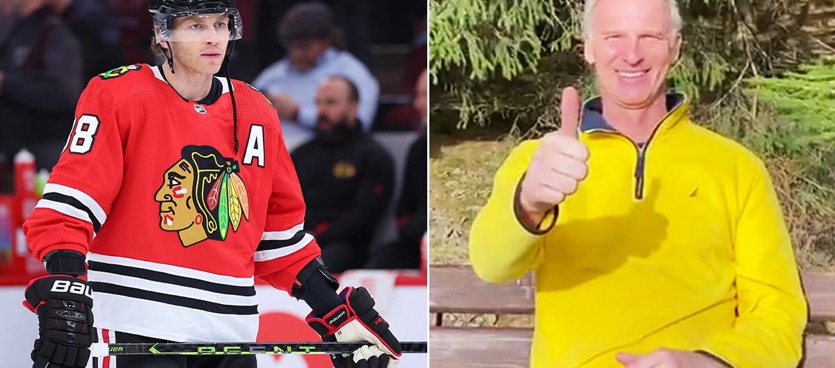 Patrick Kane, former player of the Chicago Blackhawks, and legendary NHL goalie Dominik Hasek