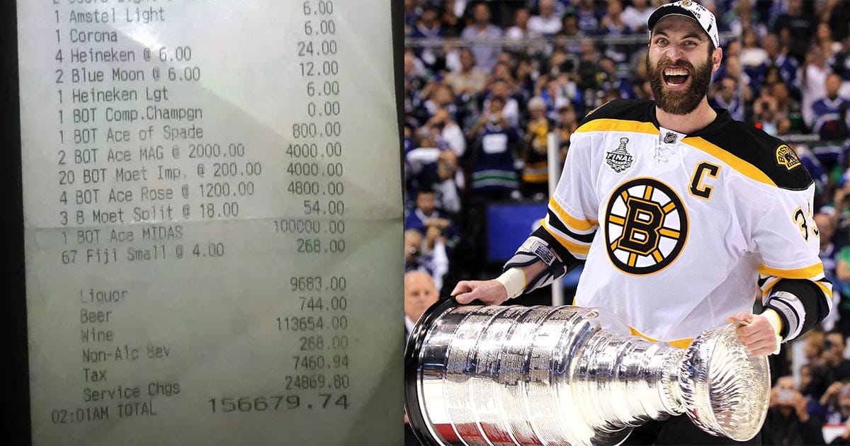 The bar tab after the Boston Bruins won the Stanley Cup, and former captain Zdeno Chara