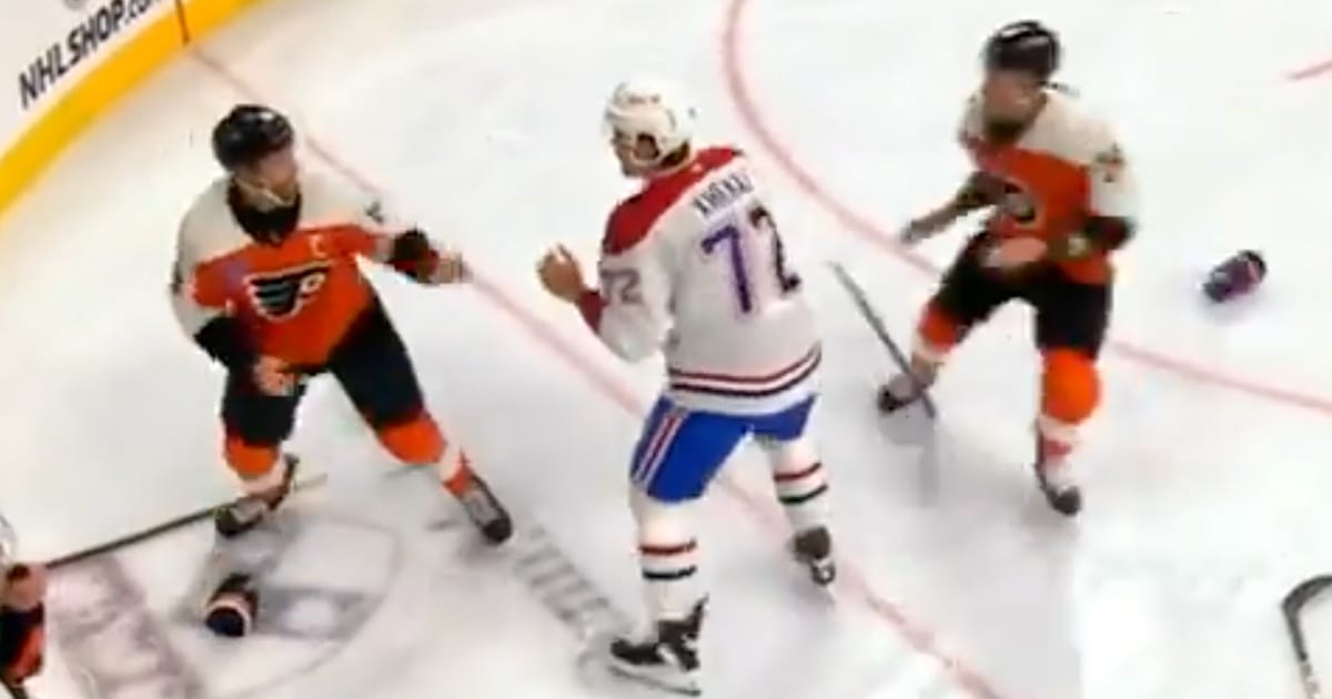 Arber Xhekaj of the Montreal Canadiens, in a game against the Philadelphia Flyers