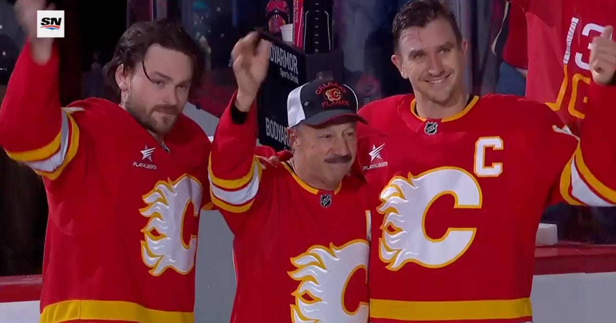 Guy Guadreau during honoring of Johnny Gaudreau