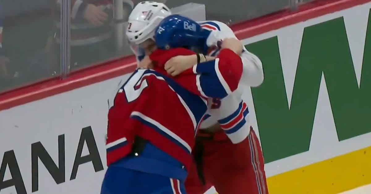 Arber Xhekaj in a fight with Matt Rempe