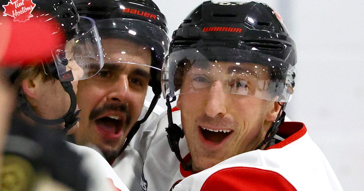 Brad Marchand during practice for Team Canada