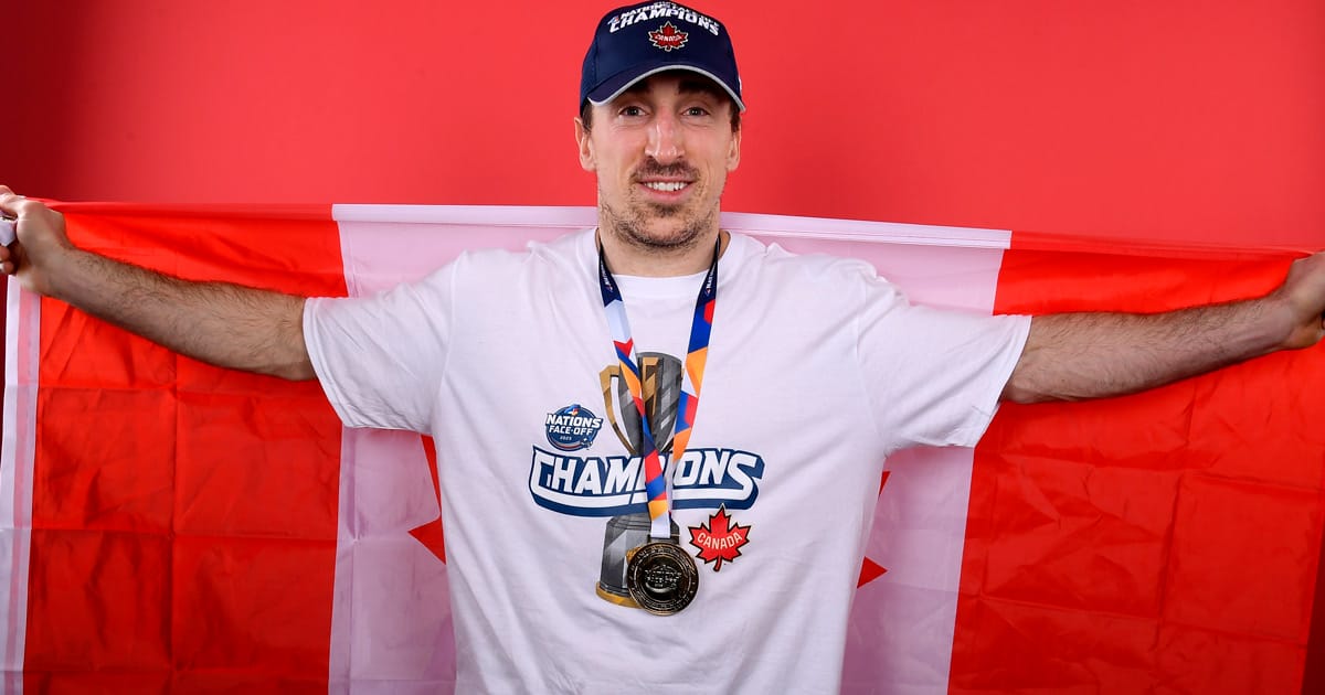 Brad Marchand after winning the 4 Nations Face-Off