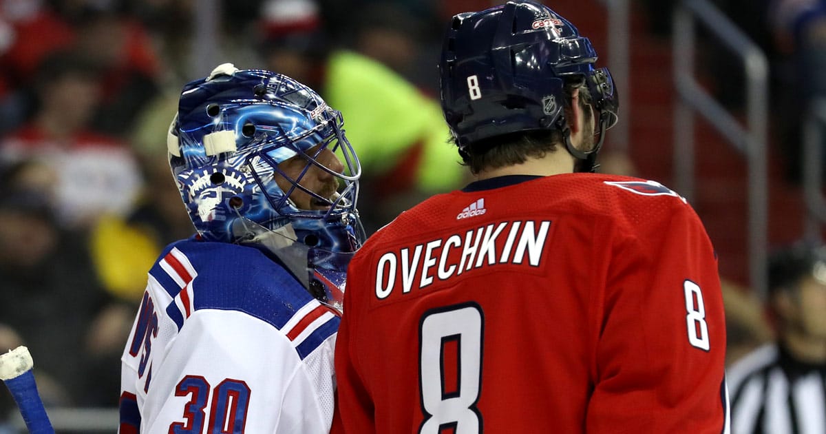 Henrik Lundqvist and Alex Ovechkin during NHL game