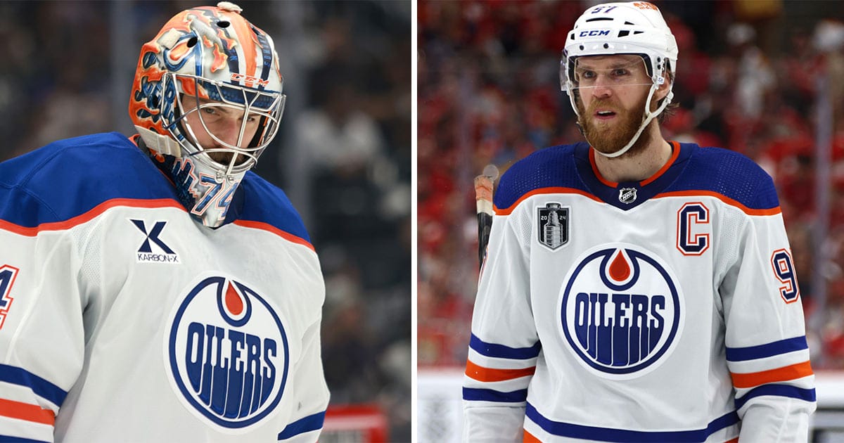 Edmonton Oilers' Stuart Skinner and Connor McDavid