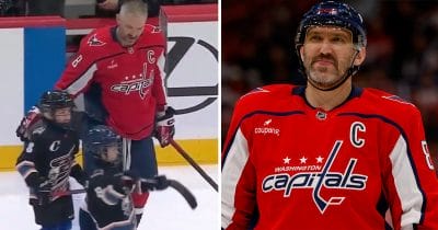 Fans spot adorable detail as Alex Ovechkin’s sons join warmups.