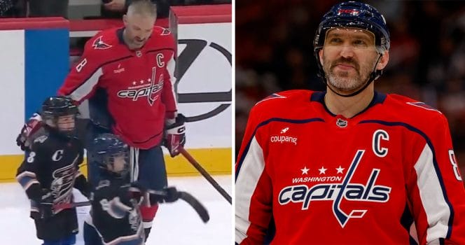 Fans spot adorable detail as Alex Ovechkin’s sons join warmups.