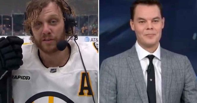 David Pastrnak and Tuukka Rask