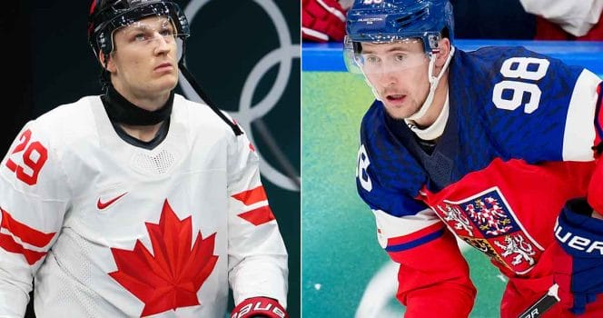 Nathan MacKinnon and Martin Necas