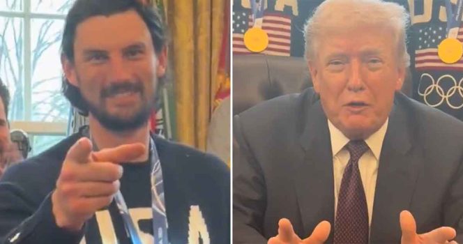 Connor Hellebuyck and Donald Trump