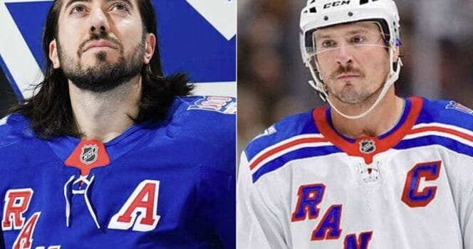 Mika Zibanejad and JT Miller of New York Rangers