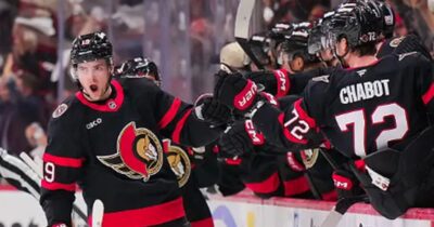 Ottawa Senators celebrating a goal