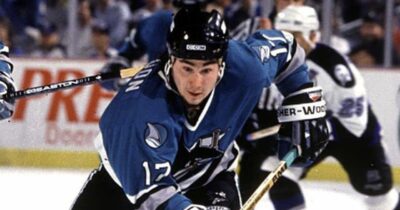 Pat Falloon with the San Jose Sharks