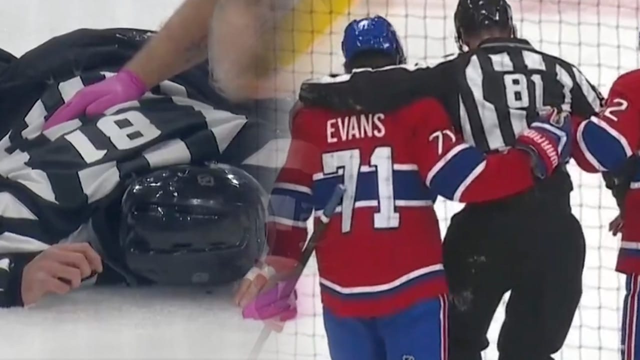 NHL linesman forced to leave game after suffering gruesome injury