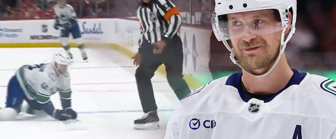 A referee wiped out Elias Pettersson's breakaway chance