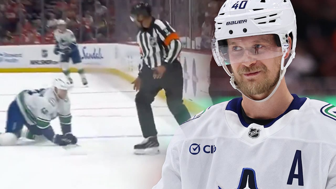 A referee wiped out Elias Pettersson's breakaway chance