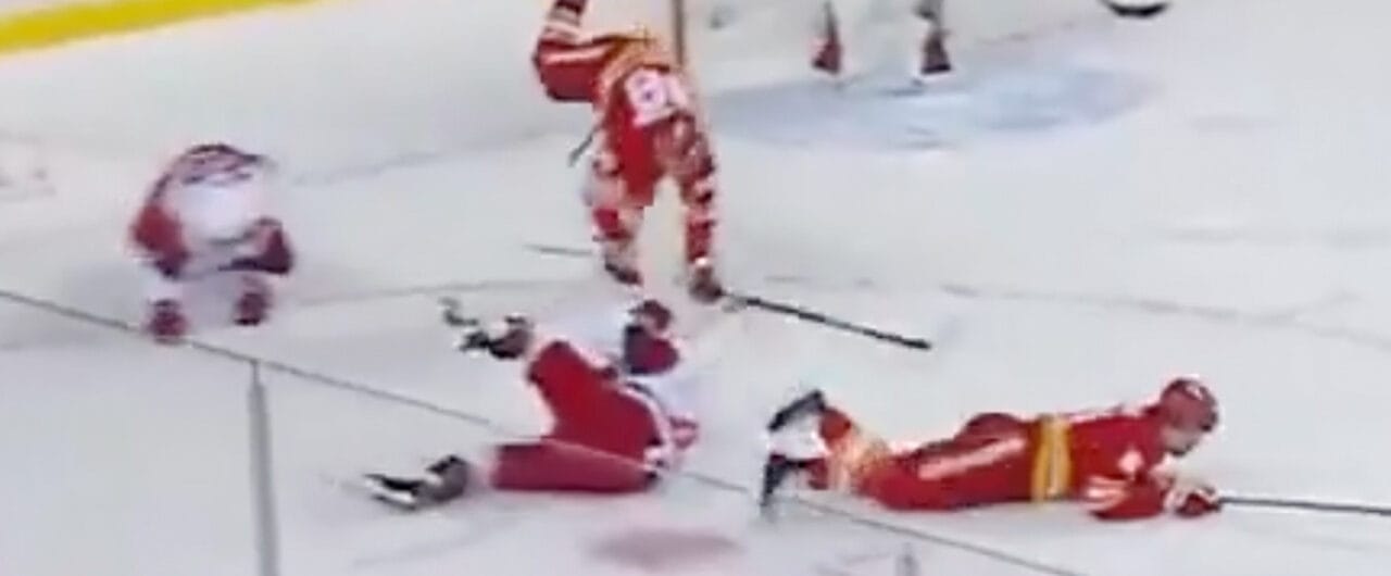 Four players went down at once and fans can't stop laughing