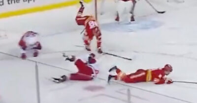 Four players went down at once and fans can't stop laughing