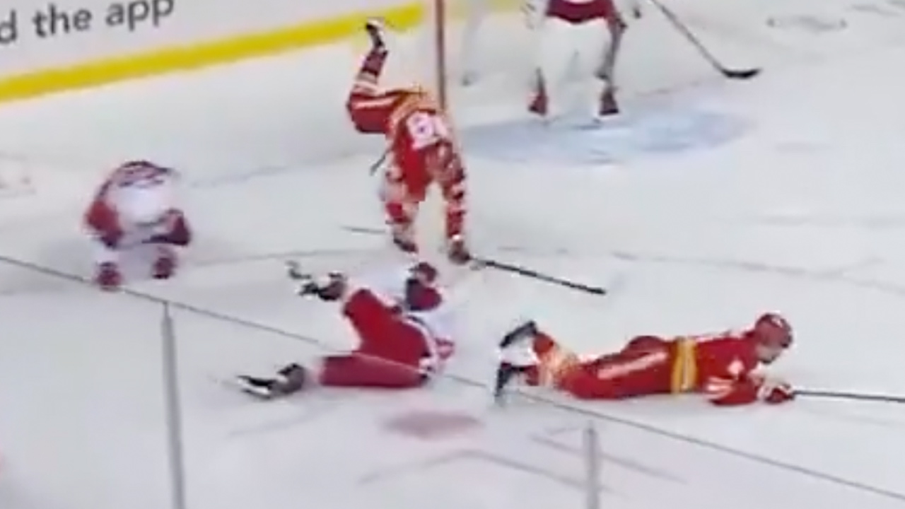 Four players went down at once and fans can't stop laughing