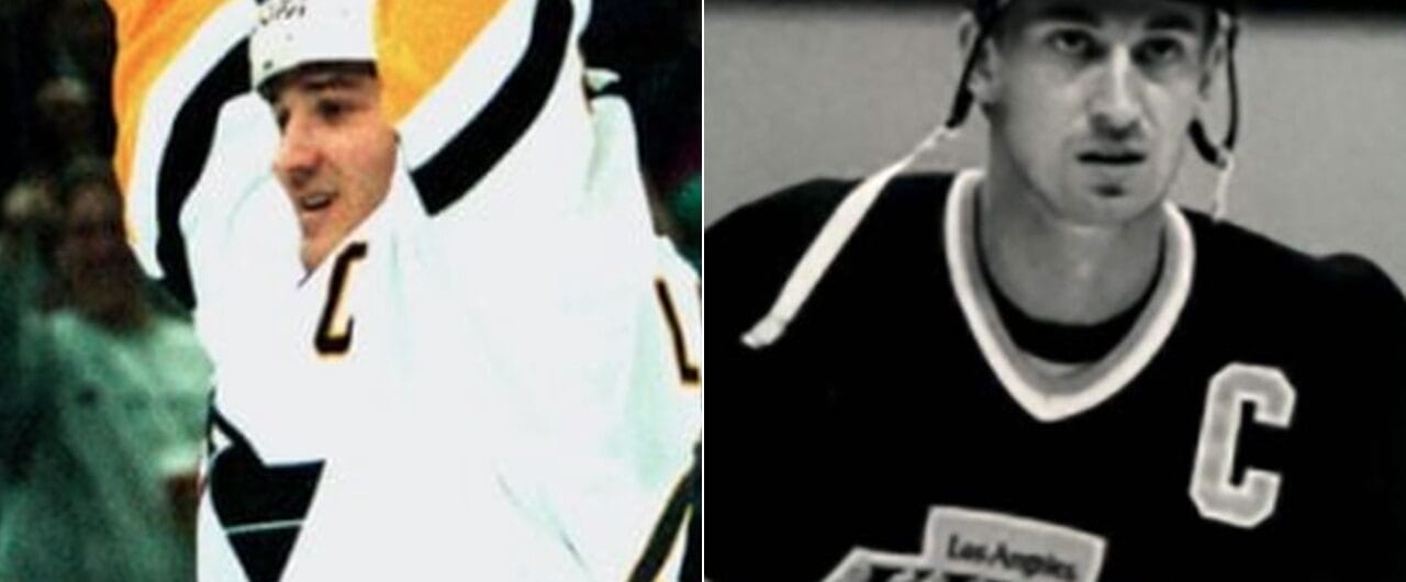 Mario Lemieux and Wayne Gretzky