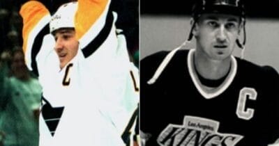 Mario Lemieux and Wayne Gretzky