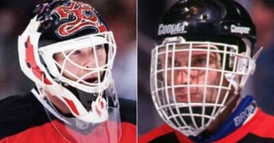 NHL goaltenders Martin Brodeur and Dominik Hasek