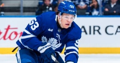 Easton Cowan of the Toronto Maple Leafs