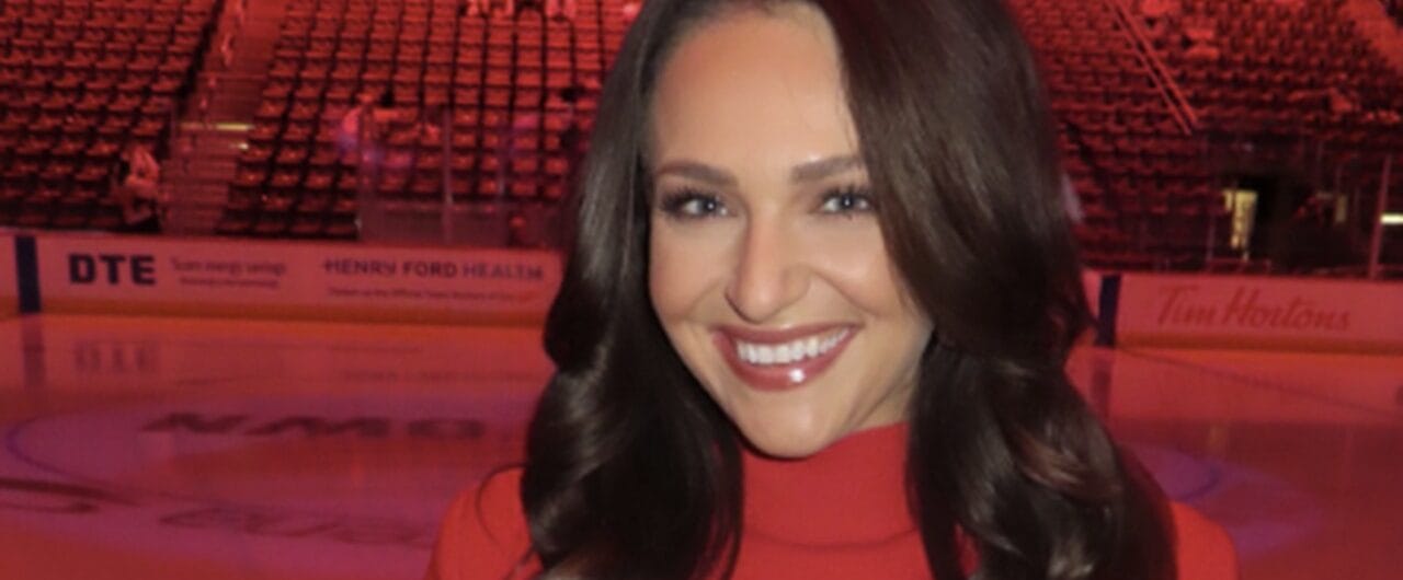 Daniella Bruce of the Detroit Red Wings broadcast