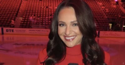 Daniella Bruce of the Detroit Red Wings broadcast