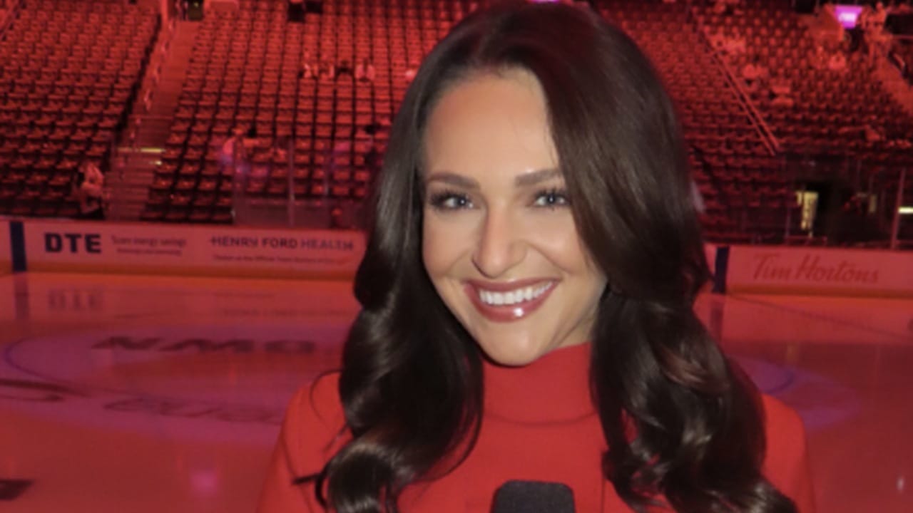 Daniella Bruce of the Detroit Red Wings broadcast