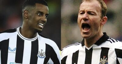 Alexander Isak och Alan Shearer i Newcastle United
