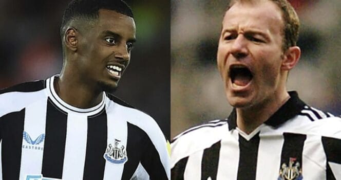 Alexander Isak och Alan Shearer i Newcastle United
