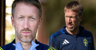 Sveriges förbundskapten Graham Potter berättar om sitt beslut att prata svenska eller engelska.
