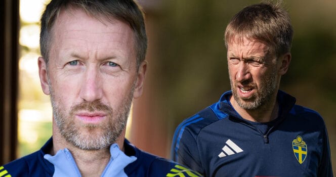 Sveriges förbundskapten Graham Potter berättar om sitt beslut att prata svenska eller engelska.