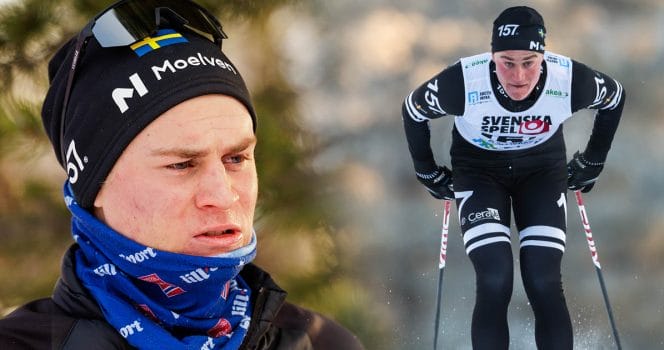 Alvar Myhlback blev diskad i sprinten under Sverigepremiären i Gällivare.
