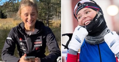 Frida Karlsson bryter ut i garv när hon får höra hyllningarna