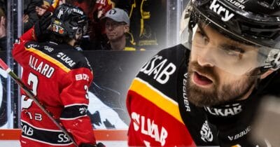 Luleås Frederic Allard firade sitt mål med fräck gest.