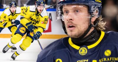 Jacob de la Rose placeras i SHL-klubben Färjestad. Tre Kronor-lagkamraten Jack Berglund försöker övertala honom.
