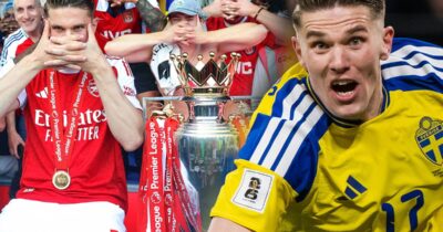 Landslagsspelarnas hälsning till Viktor Gyökeres som spelar Champions League-final.