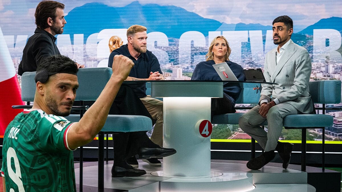 TV4:s VM-studio första kvällen.
