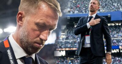 Graham Potters besvikelse i natt efter Sveriges uttåg ur fotbolls-VM 2026.