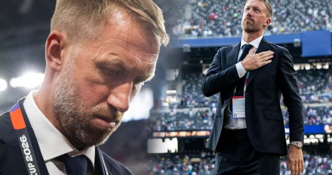 Graham Potters besvikelse i natt efter Sveriges uttåg ur fotbolls-VM 2026.