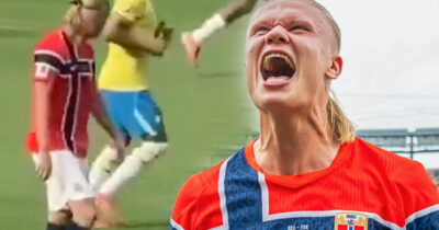Bilderna på Erling Haaland mot Brasilien sprids i fotbollsvärlden