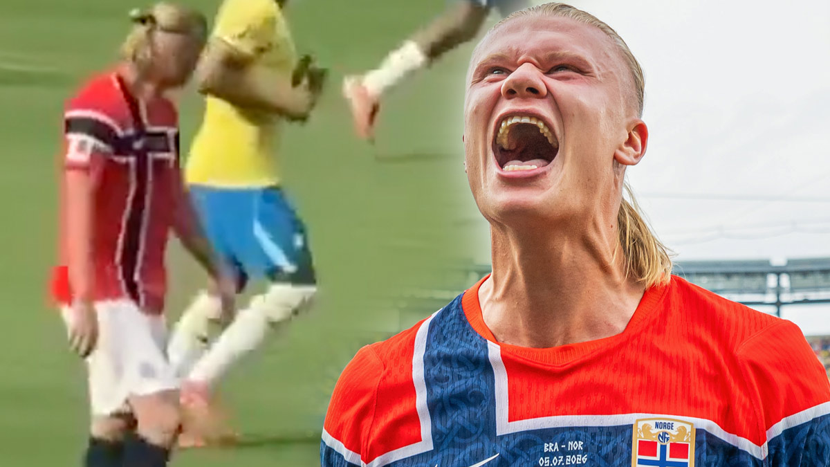 Bilderna på Erling Haaland mot Brasilien sprids i fotbollsvärlden