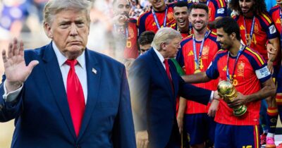 Kritiken mot USA:s president Donald Trump under Spaniens VM-guldfirande i natt.