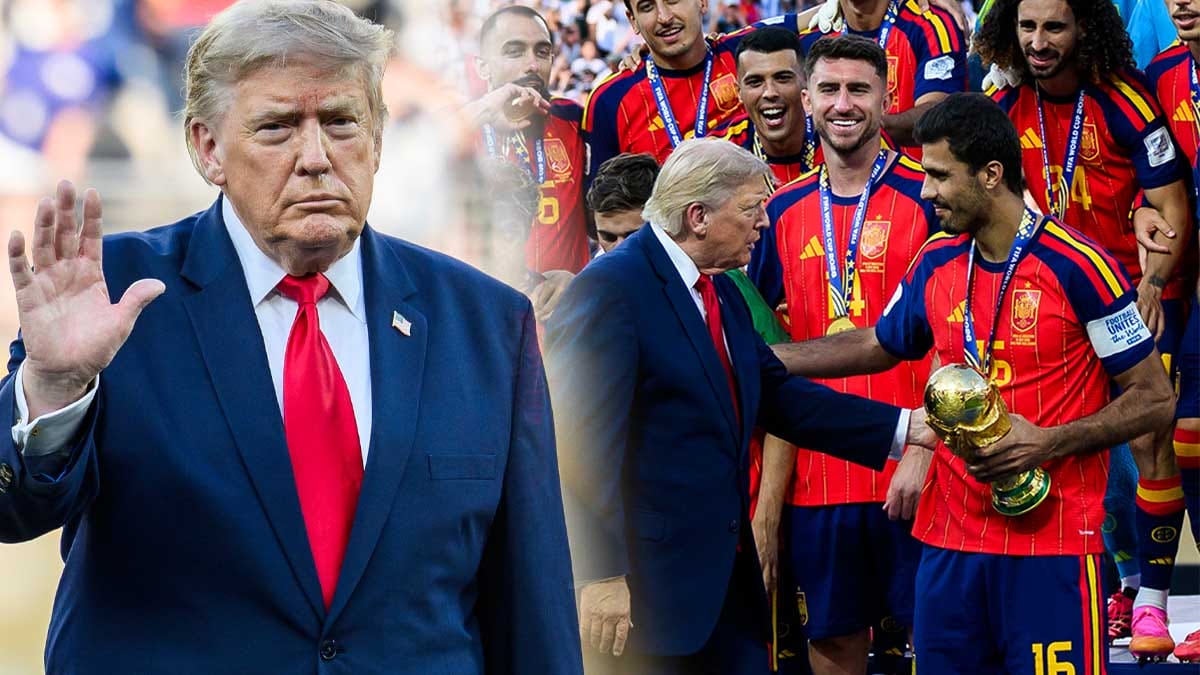 Kritiken mot USA:s president Donald Trump under Spaniens VM-guldfirande i natt.