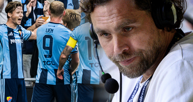 Fansen skrattar åt Johan Elmander efter uttalandet om allsvenska guldstriden.