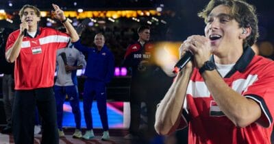 Armand Duplantis uppträdde med sin nya låt på Ultimate Championship, men alla pratar om vad som händer i bakgrunden.
